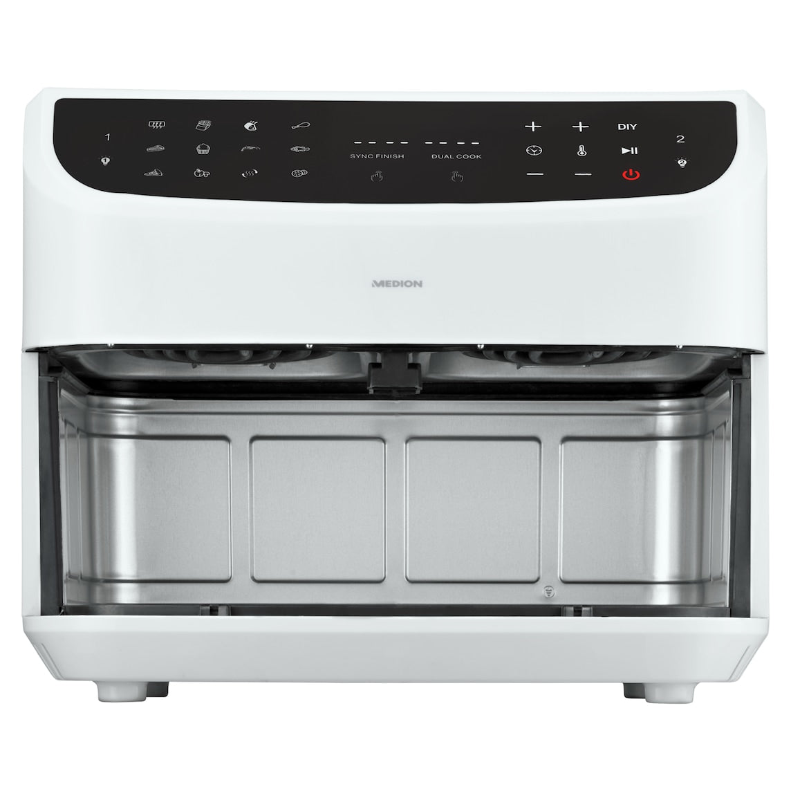 Friteuse a Air Chaud - MEDION - P20 XXL Twin - 2600 W - 2 paniers - 9 programmes - Blanc