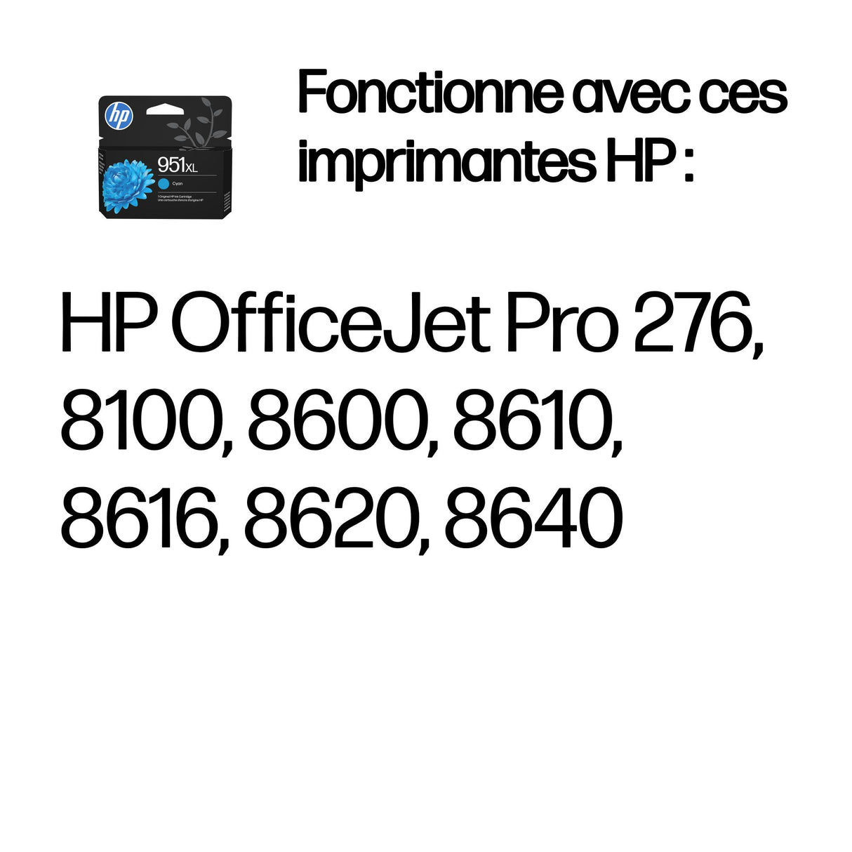 HP 951XL Cartouche d'encre cyan grande capacité authentique (CN046AE) pour HP OfficeJet Pro 251dw/276dw/8100/8600
