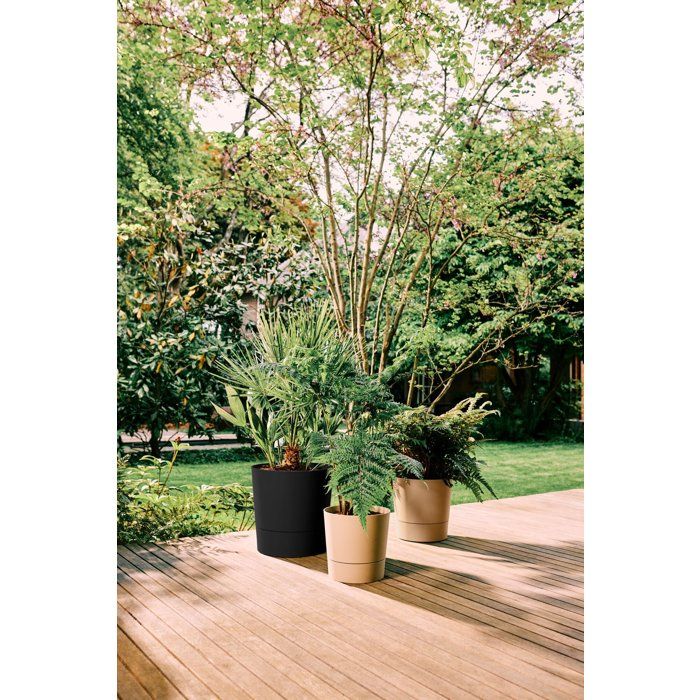 Pot de fleur rond - ELHO - Foss Rond 43 - 39 L - Ø 43 x H 43 cm - Beige - Extérieur