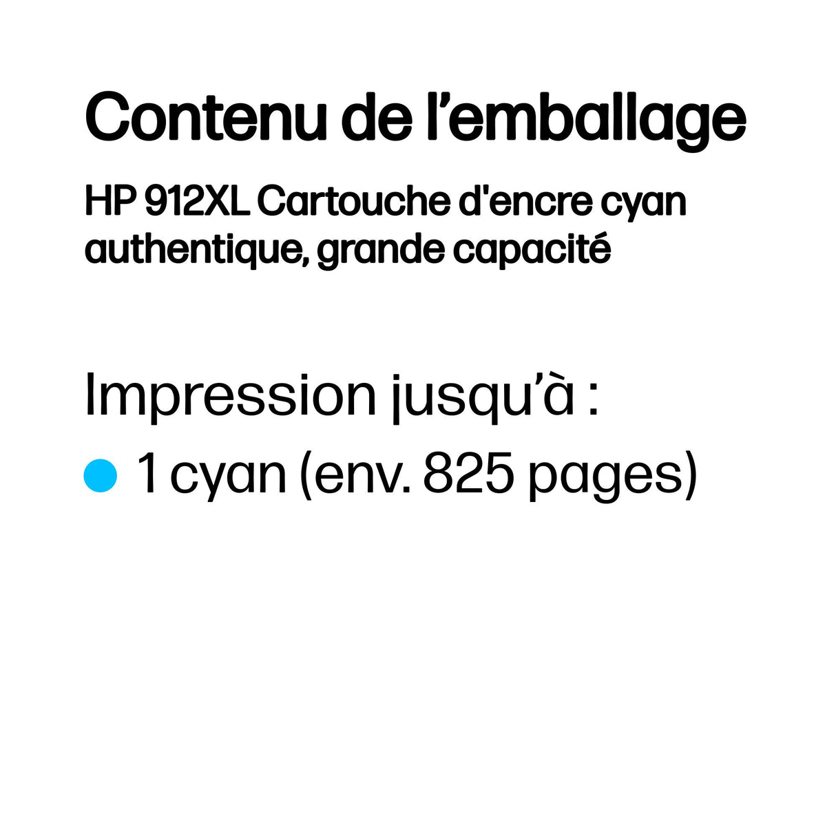 HP 912XL Cartouche d'encre cyan grande capacité authentique (3YL81AE) pour HP OfficeJet 8010 series/ OfficeJet Pro 8020 series