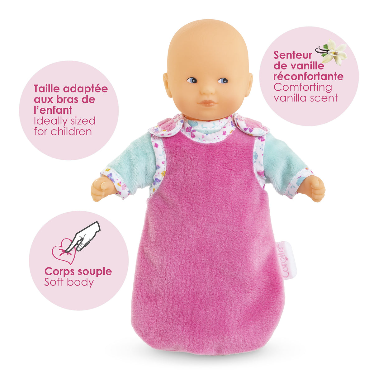 Poupon - COROLLE - Mini Calin Bonne Nuit Papillons - 20 cm - 2 accessoires - des 18 mois