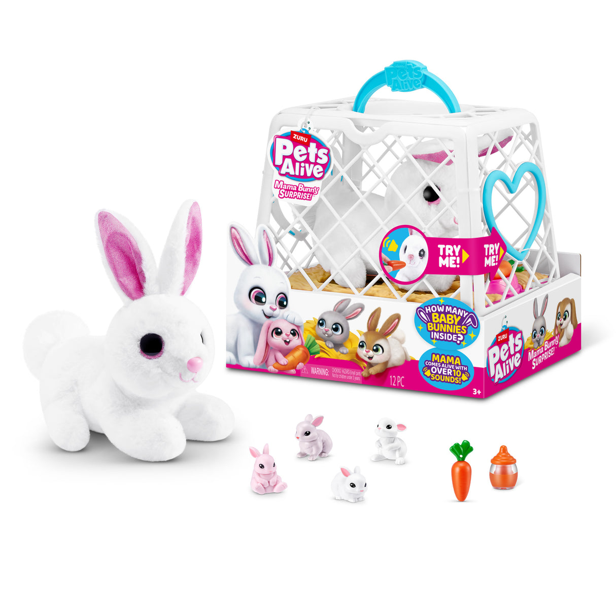 Jeu interactif - ZURU - PETS ALIVE Mama Bunny & Baby - Lapin sonore - 10 sons - Bébés surprises