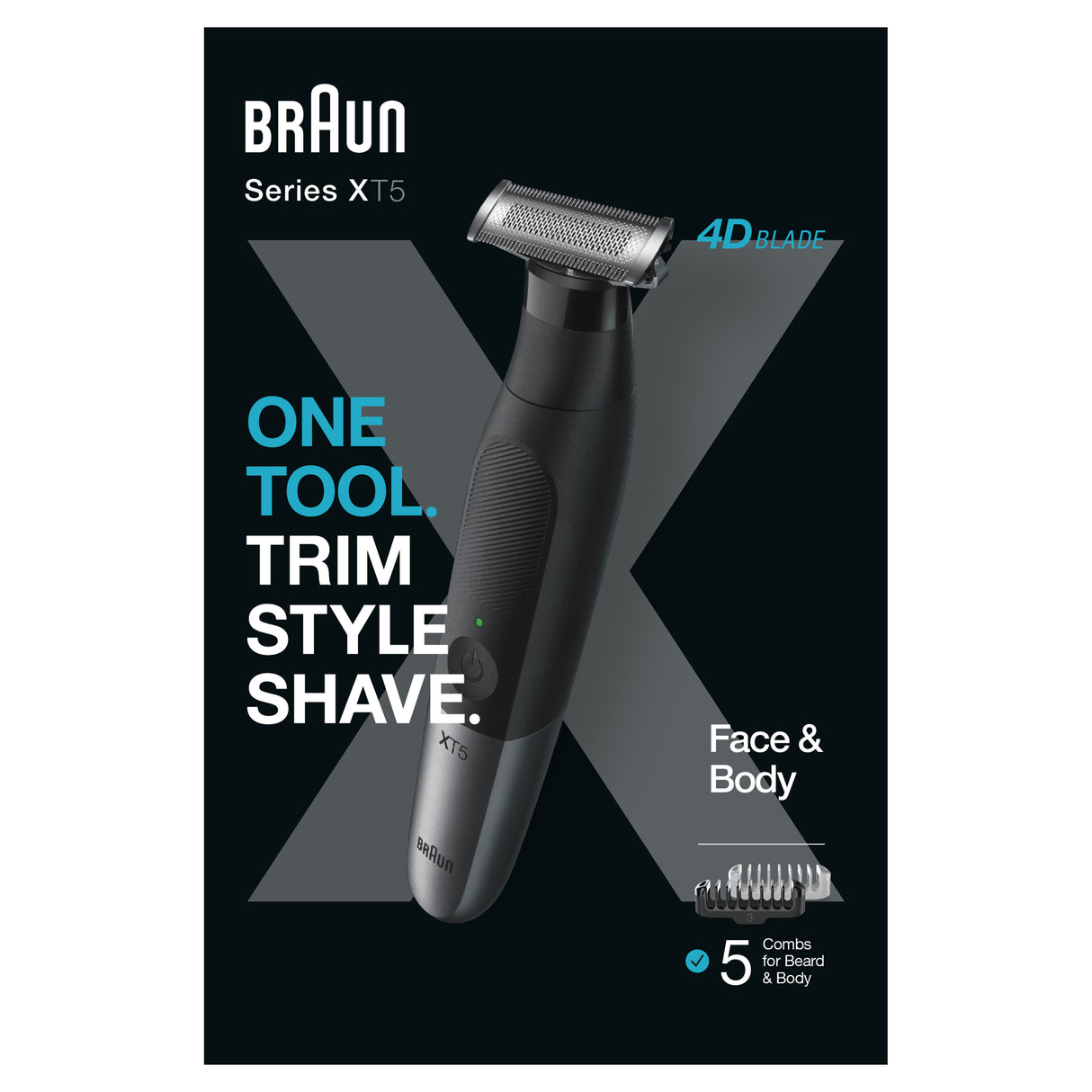 Braun - Tondeuse a Barbe Series X XT5100 - Avec Rasoir Pour Le Corps Et Le Visage