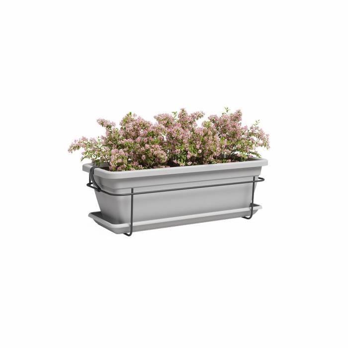ARTEVASI Jardiniere VENEZIA balcon KIT - 50 ma - Gris clair 50 x 29 x 17,5 cm