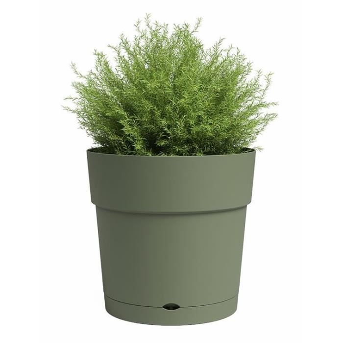 ARTEVASI Pot de fleur CAPRI - Large - Réserve d'eau - Vert Cendre - L39,1 x P39,1 x H37 cm