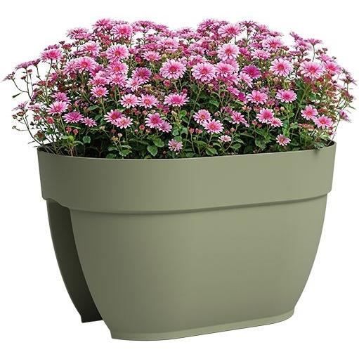ARTEVASI Jardiniere balcon CAPRI CAMPANA - 40 ma - Vert cendré - 39 x 25,6 x 22,5 cm