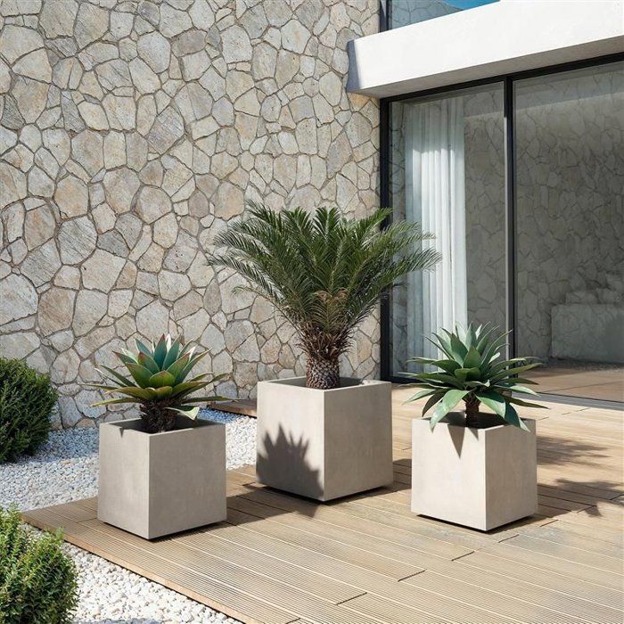 ARTEVASI Pot de fleur - SYDNEY - 40 cm - 31 L - Gris Clair - Dimensions: 39.5x395x43 cm