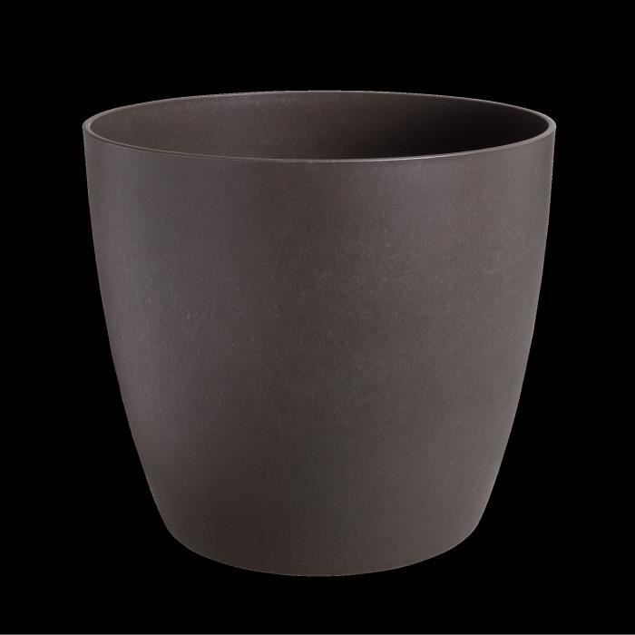 ELHO Lot de 3 pots de fleurs rond The Coffee Collection - Ø14xH12,6cm, Ø16xH14,7cm, Ø18xH16,8 cm - 7 L - Marron