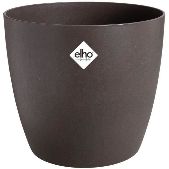 ELHO Lot de 3 pots de fleurs rond The Coffee Collection - Ø14xH12,6cm, Ø16xH14,7cm, Ø18xH16,8 cm - 7 L - Marron