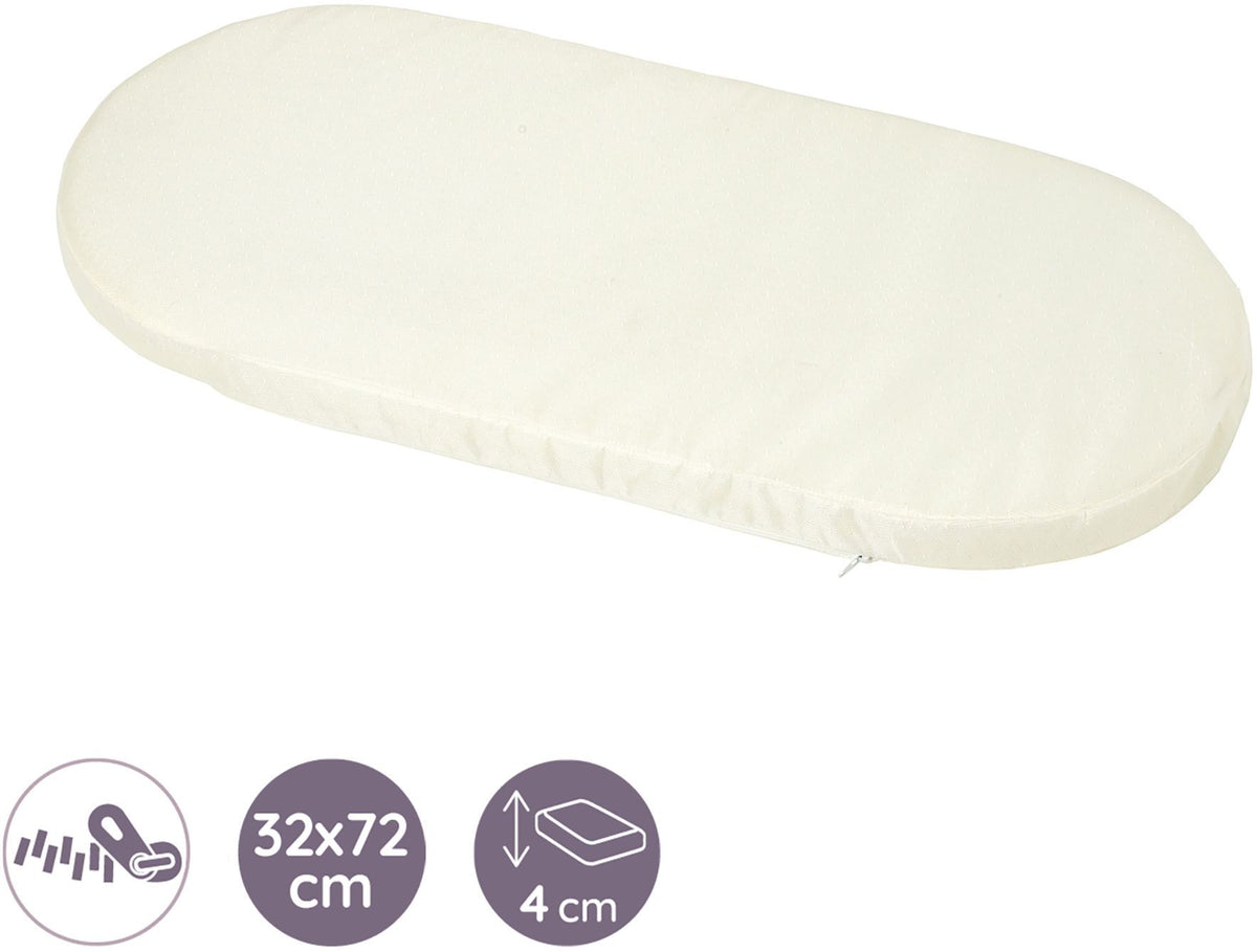 Matelas Nacelle - 72 x 32 cm - Ep. 4 cm - Beige Ecru - TINEO