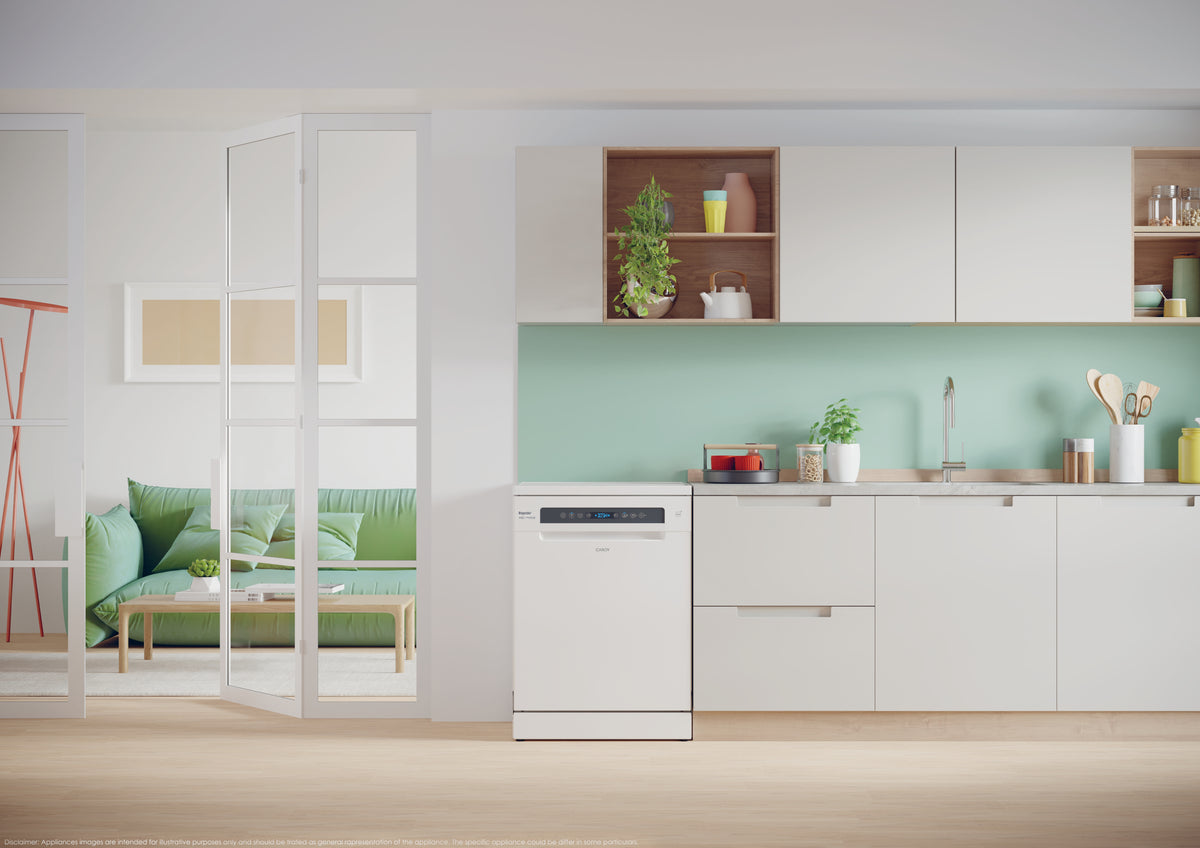 Lave-vaisselle pose libre CANDY CF 4C4F0W? Rapido - 14 couverts - Induction - L60cm - 44dB - Connecté - Blanc