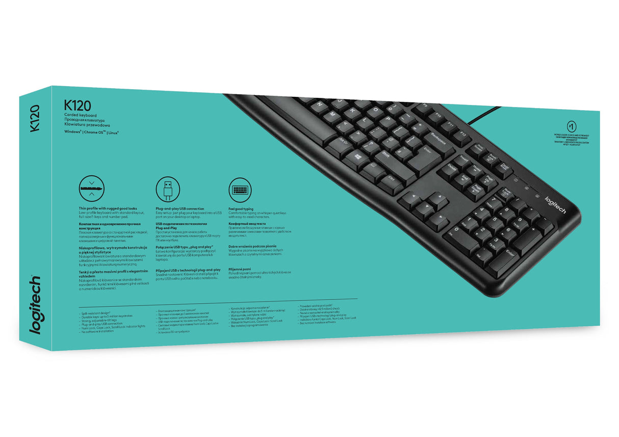 Clavier Logitech K120 Qwerty USB (OEM) (Noir)