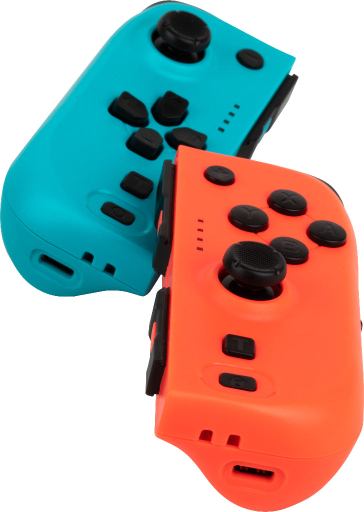 Manettes Joypads - Nintendo Switch et Switch OLED - KONIX - Autonomie 8 h - Fonction vibration - Bleu et rouge