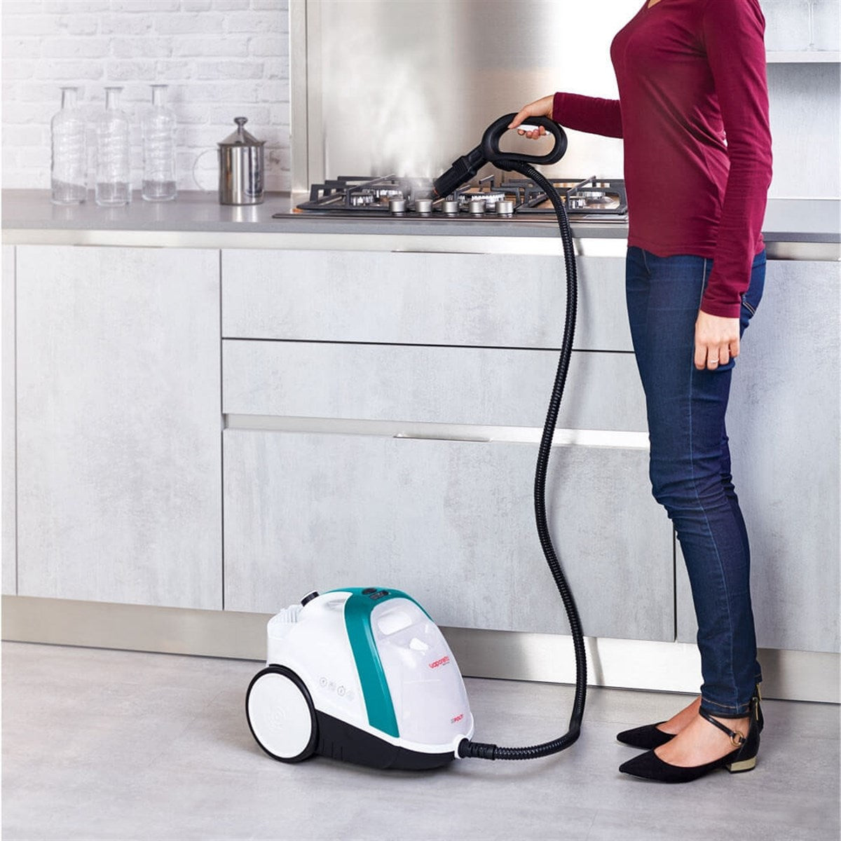 POLTI VAPORETTO SMART 100 T - Nettoyeur vapeur - autonomie illimitée - 4 BAR - 110g/min - 1500W - 9 accessoires - Turquoise