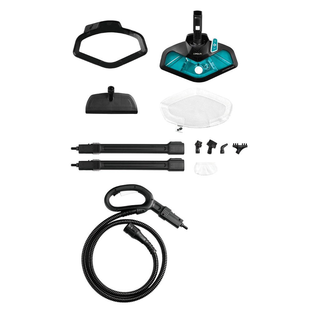 POLTI VAPORETTO SMART 100 T - Nettoyeur vapeur - autonomie illimitée - 4 BAR - 110g/min - 1500W - 9 accessoires - Turquoise
