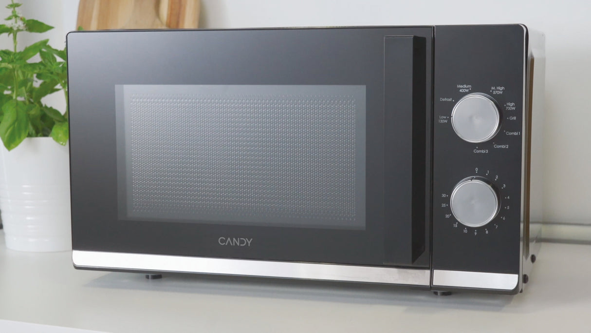 Micro-ondes Gril CANDY CMG20TNMB Moderna 20L 700W - Gril 900W - UI mécanique 6 niveaux de puissance - Fonction Décongélation poids