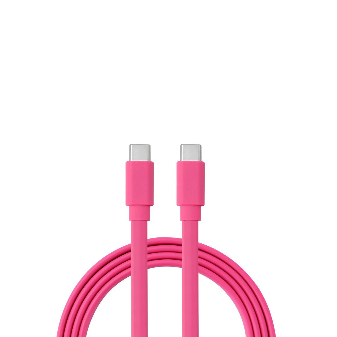 C ble USB-C m le/USB-C m le plat 1 m - Charge 60W (3A/20V) - USB 2.0 - fuchshia