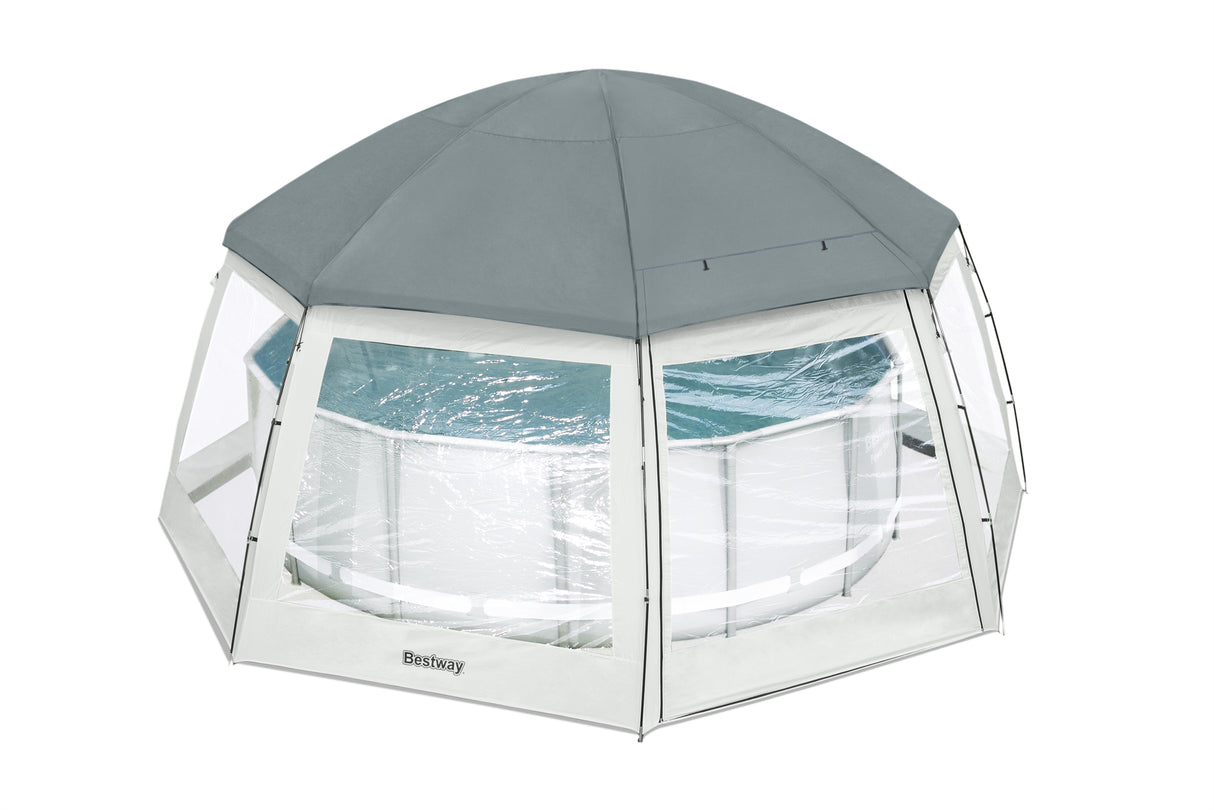 BESTWAY - Dôme de protection pour piscine - Octogonal 600 x 600 x 295 cm - Gris