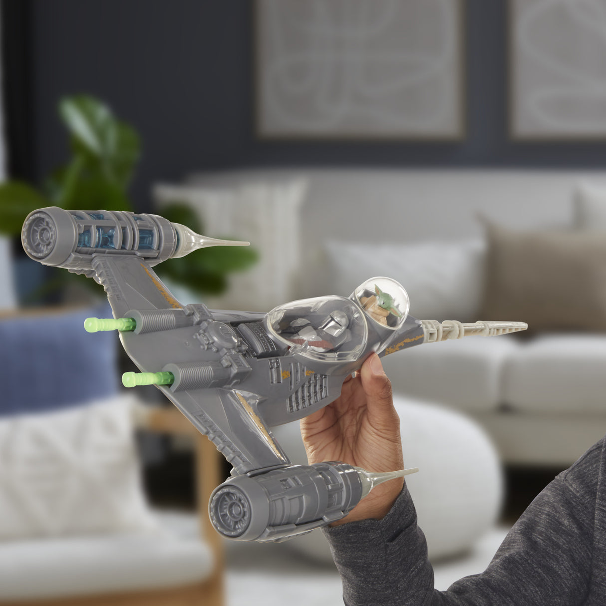 Vaisseau The Mandalorian's N-1 Starfighter, figurines Grogu et Mandalorien de 10 cm, jouet pour enfant des 4 ans, Star Wars Epic Her