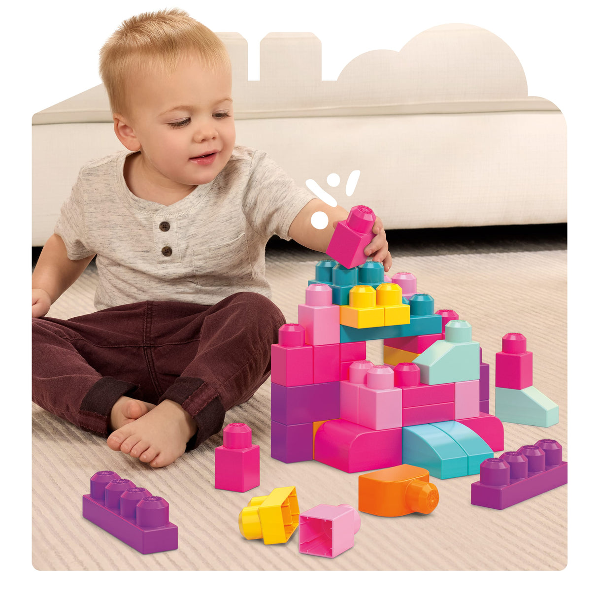 Mega Bloks - Sac Medium Rose 60 briques - Briques de construction - 12 mois et + DCH54