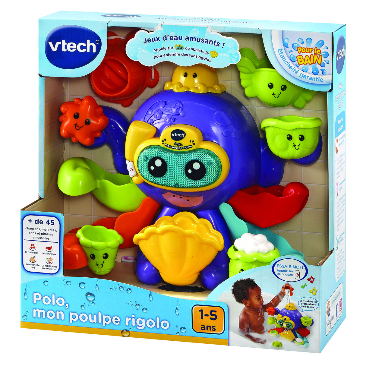 Jouet de Bain interactif VTECH BABY - Polo, Mon Poulpe Rigolo - Multicolore - Pour Bébé de 1 a 5 ans