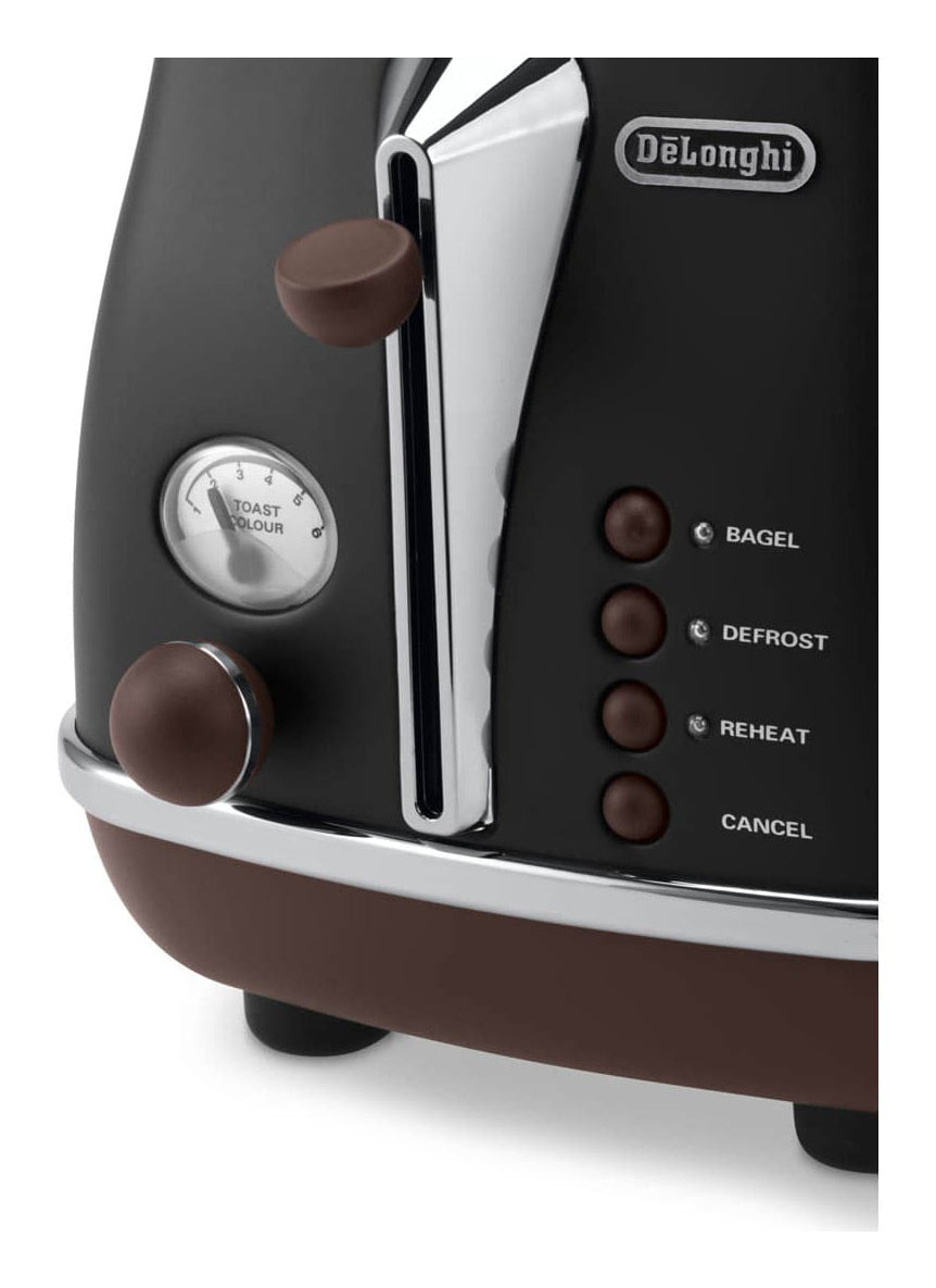 Grille-pain - DELONGHI - CTOV2103.BK - 900 W - 2 fentes - Noir mat / Chocolat