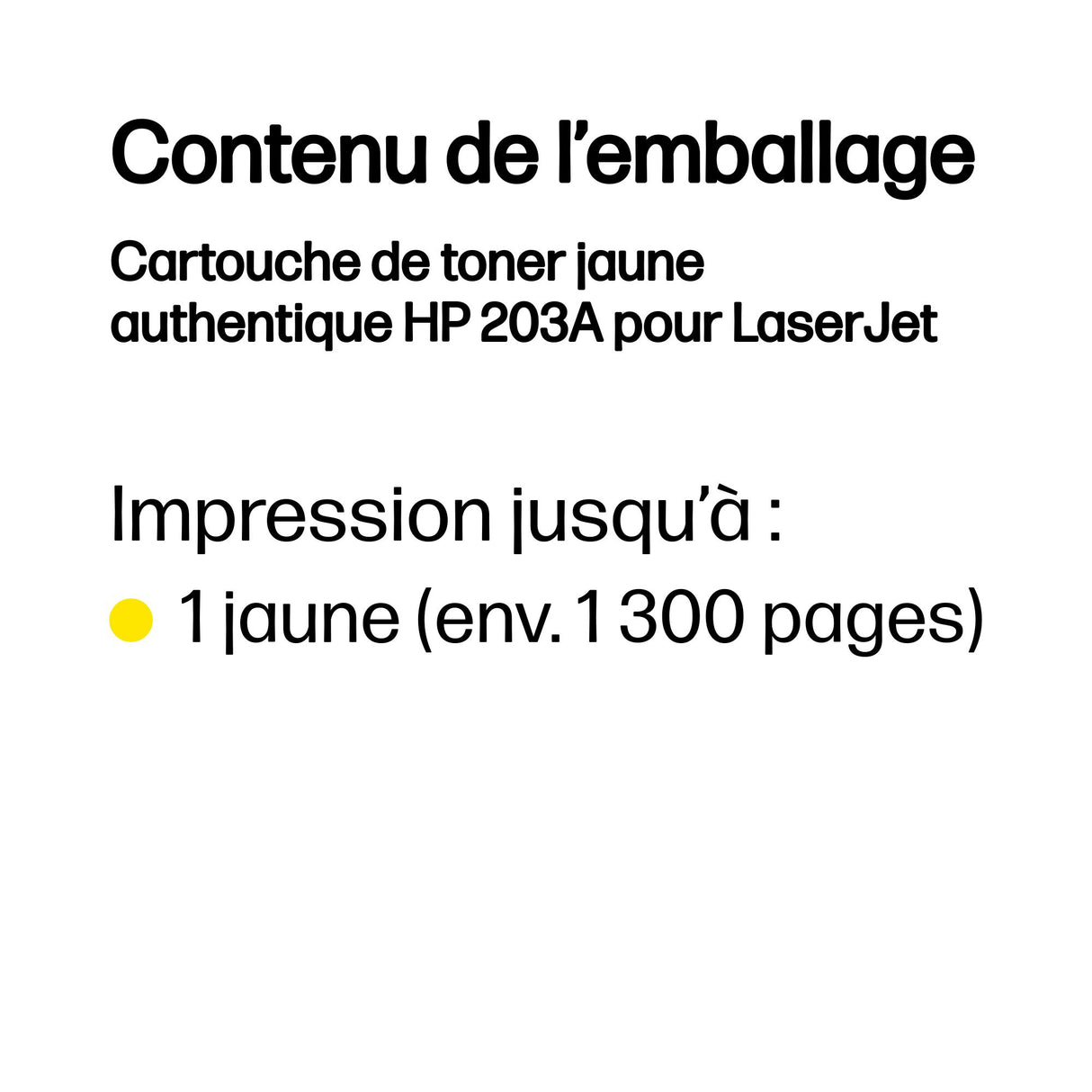 Cartouche de toner jaune HP 203A authentique pour HP Color LaserJet Pro M254/M280/M281