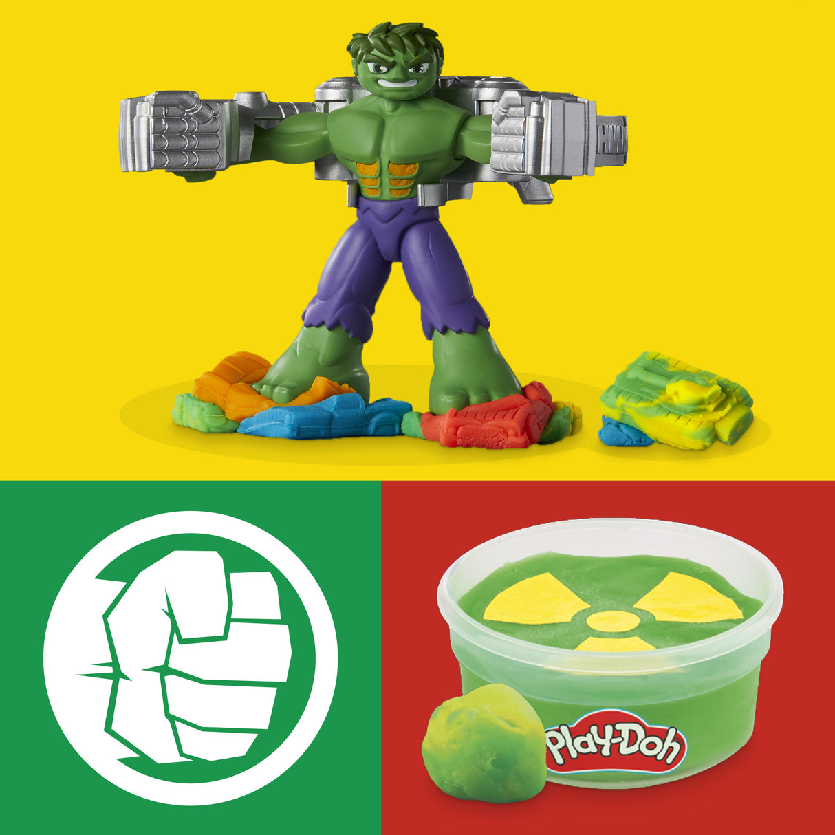 Play-Doh Hulk Écrase tout, coffret pâte a modeler avec figurine Hulk, a partir de 4 ans, Marvel