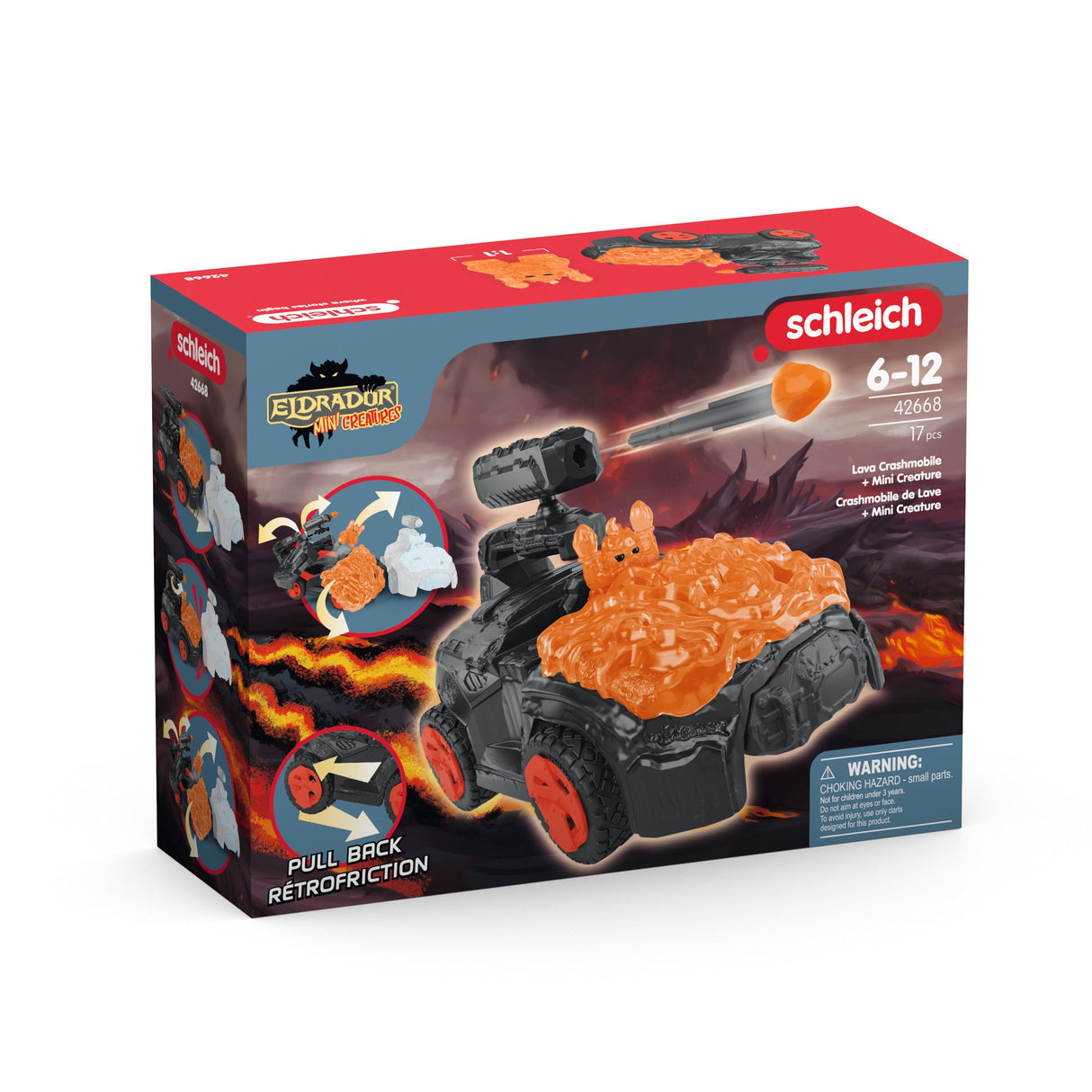 SCHLEICH - 42668 ELDRADOR CREATURES Crashmobile de Lave avec Mini Creature - Coffret voiture avec figurine fantastique