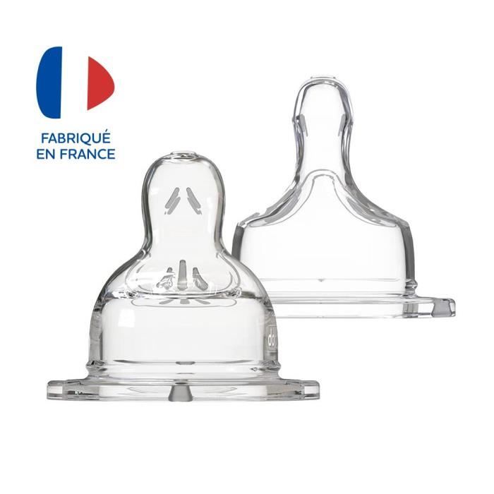 Dodie Biberon Sensation+ Anti-Coliques Tétine Plate Col Large Débit Spécial 18 mois et plus - Lot de 2 tétines