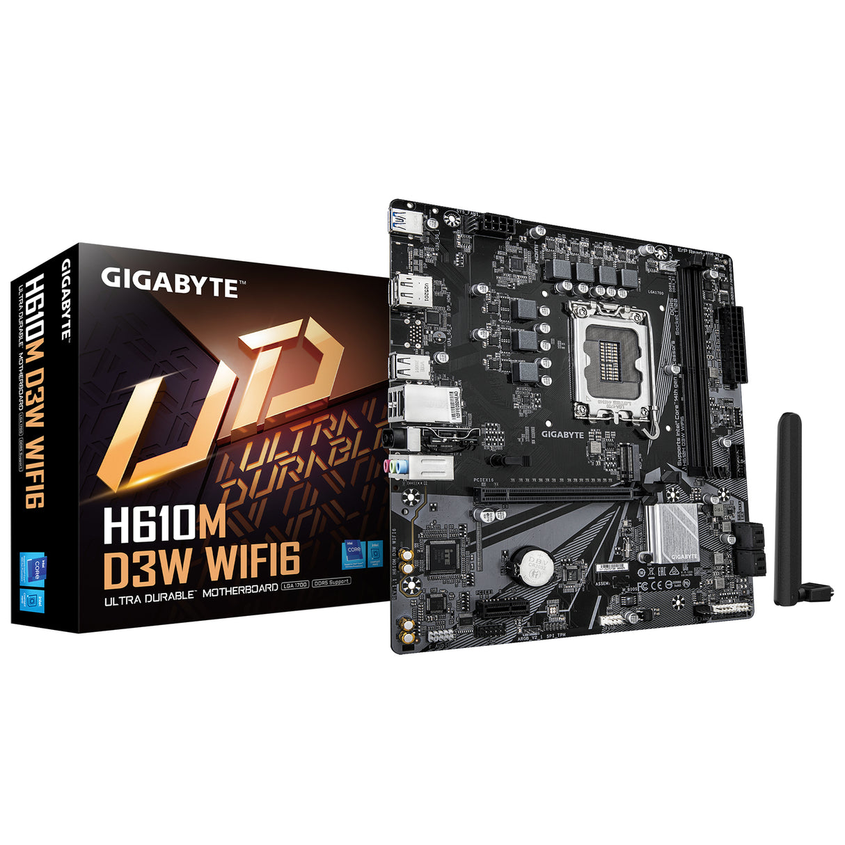 Carte mere - GIGABYTE - H610M D3W WIFI6 - Format Micro-ATX - Chipset Intel H610 - WiFi 6 & DDR4