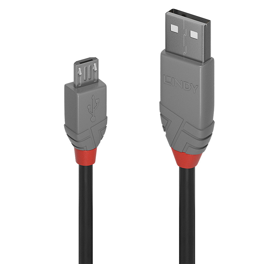 Cable Lindy USB 2.0 type A - Micro B M/M 2m (Gris)