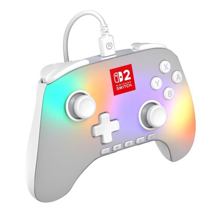 Manette de jeu - Nintendo Switch 2 - Lumectra - Filaire - Blanc - Power A