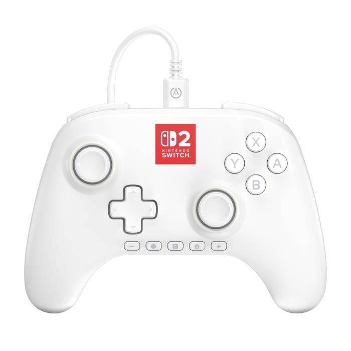 Manette de jeu - Nintendo Switch 2 - Lumectra - Filaire - Blanc - Power A