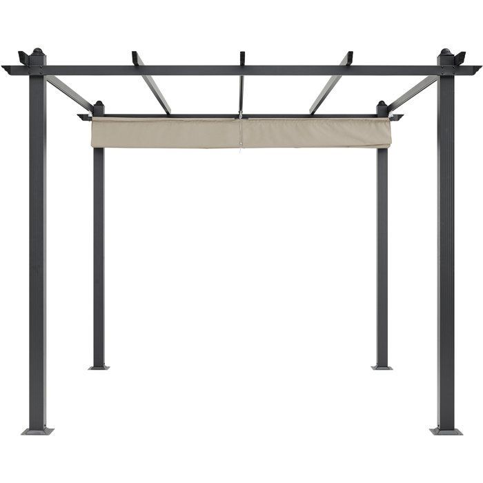 Pergola toit rétractable - CORDOBA - Structure en aluminium - Toile en polyester - Beige - 3 x 3 m