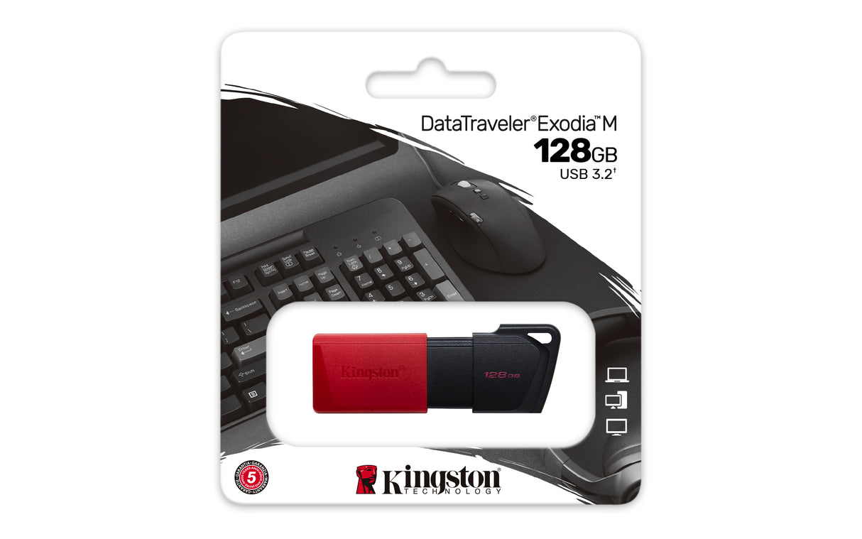 Clé USB 3.2 Kingston DataTraveler Exodia M - 128Go (Rouge/Noir)