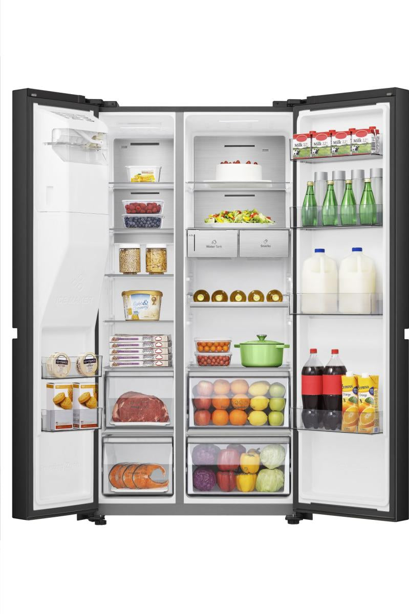 Réfrigérateur Américain - HISENSE - RS818N4TFC - 632 L - Classe C - 91 x 73 x 179 cm - Inox noir