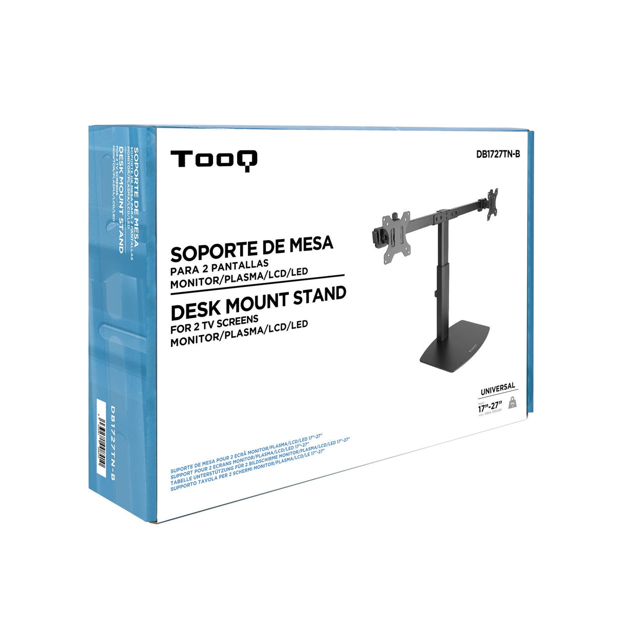 Support double-écran é poser Tooq DB1727TN 17"-27" (6kg max) (Noir)