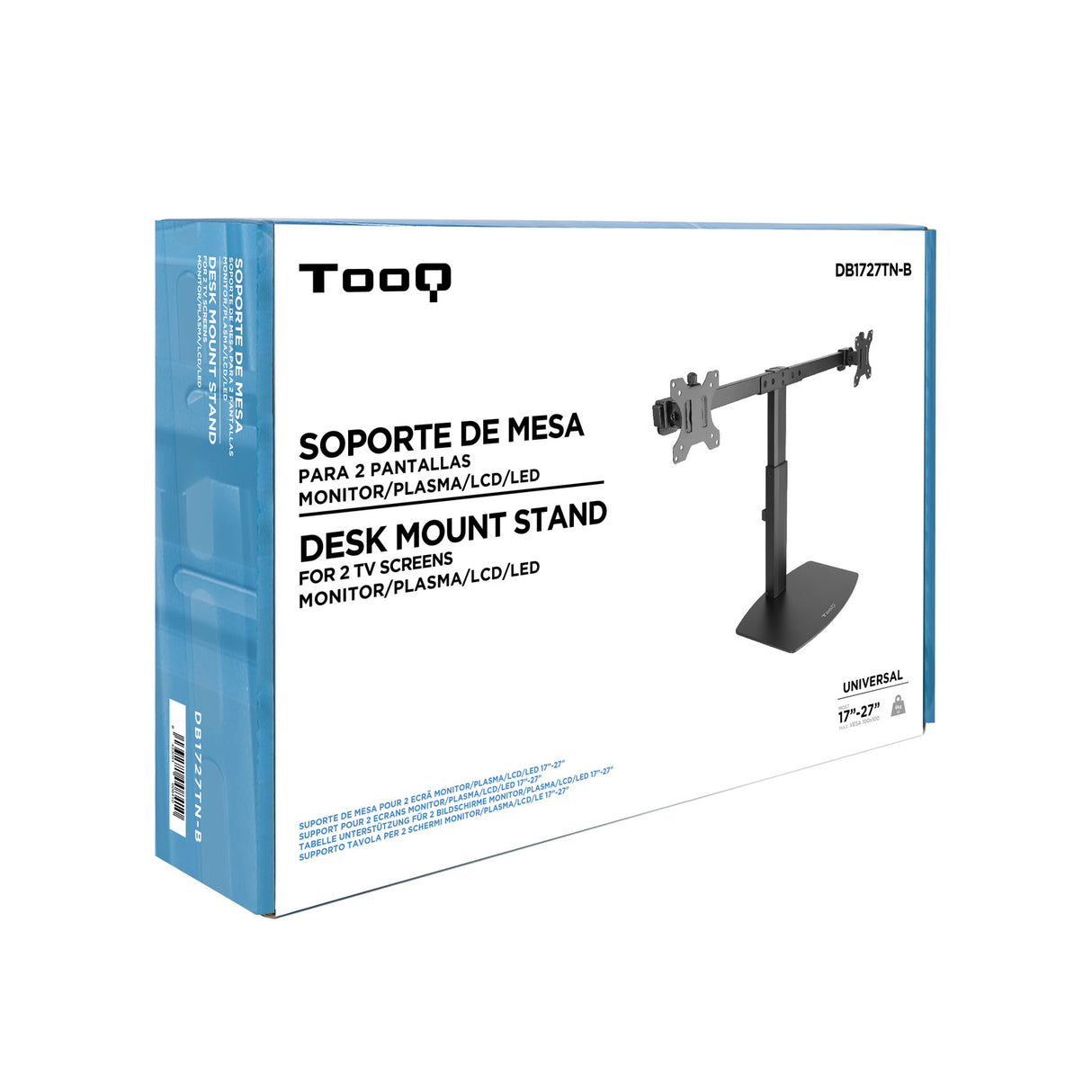 Support double-écran à poser Tooq DB1727TN 17"-27" (6kg max) (Noir)