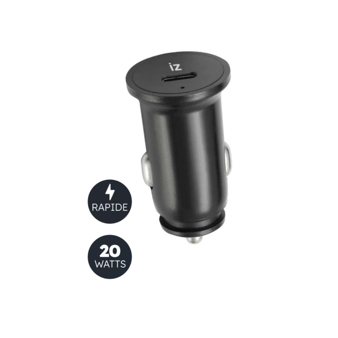 Chargeur allume cigare IZZY 1 port USB-C - PD 20W - noir