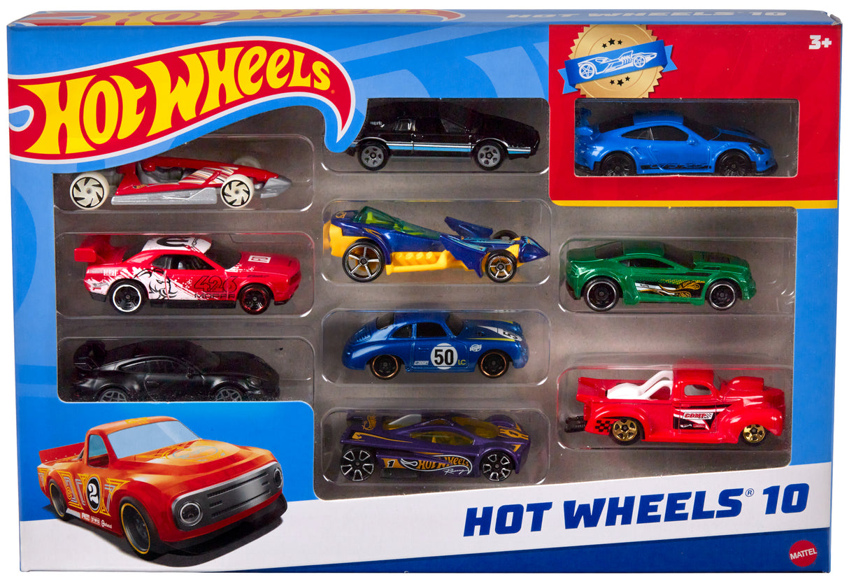 Hot Wheels - Coffret De 10 Véhicules - Coffret Petites Voitures - 3 ans et + 54886