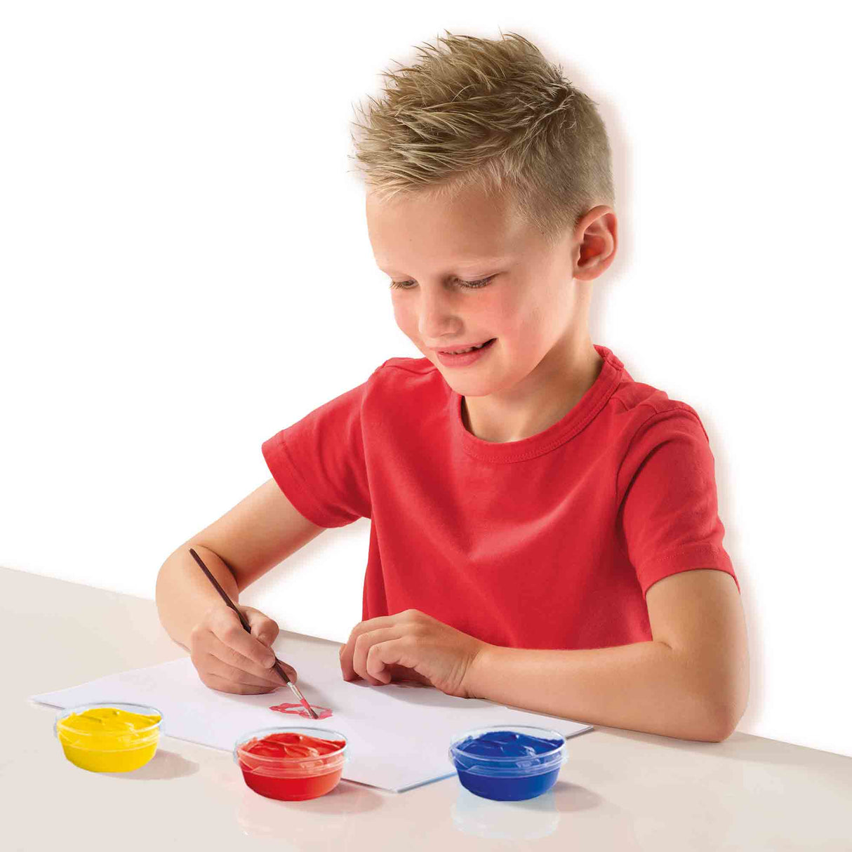 Gouache (6x45ml) - SES CREATIVE - Six couleurs : rouge, bleu, blanc, noir, vert et jaune.