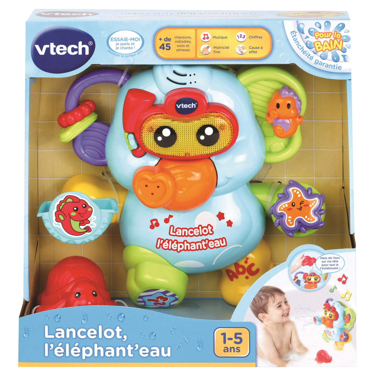 Jouet de Bain VTECH BABY - Lancelot l'Éléphant'eau - Aspergeur d'eau - 12 mois et plus