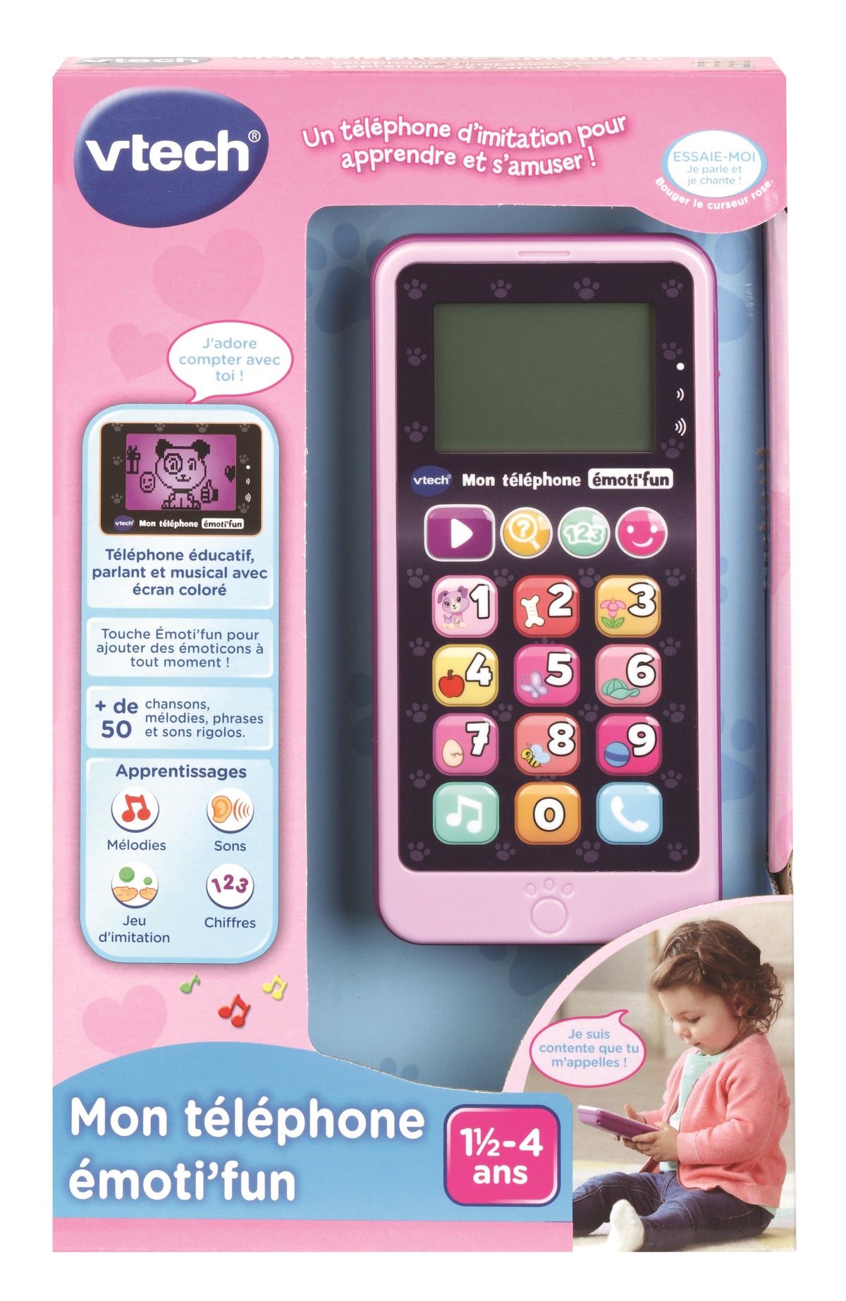 Téléphone Emoti'Fun - VTECH - Rose - Enfant 18 mois - 12 touches lumineuses et tactiles