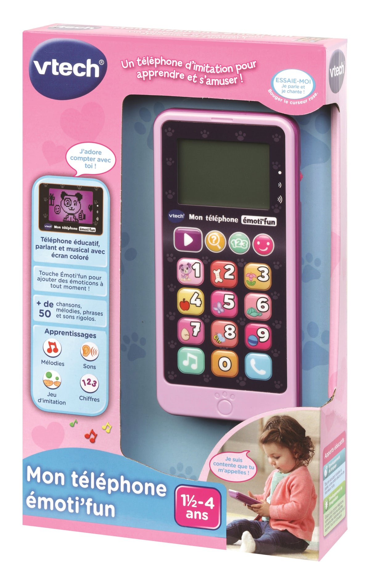 Téléphone Emoti'Fun - VTECH - Rose - Enfant 18 mois - 12 touches lumineuses et tactiles