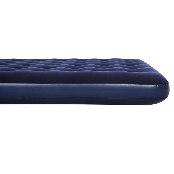 BESTWAY Matelas gonflable floquÈ Horizon Double + Pompe Èlectrique Sidewinder + Sac ñ 2 places ñ Bleu