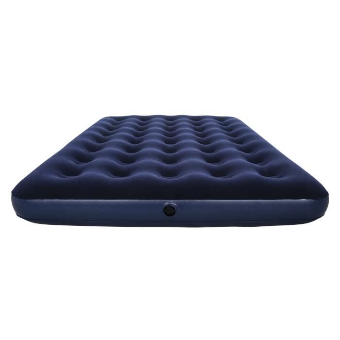 BESTWAY Matelas gonflable floquÈ Horizon Double + Pompe Èlectrique Sidewinder + Sac ñ 2 places ñ Bleu