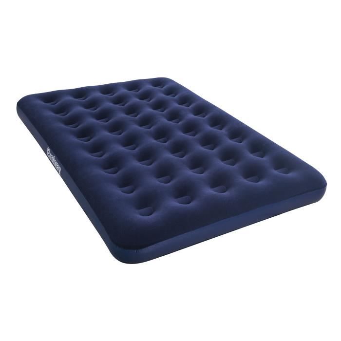 BESTWAY Matelas gonflable floquÈ Horizon Double + Pompe Èlectrique Sidewinder + Sac ñ 2 places ñ Bleu