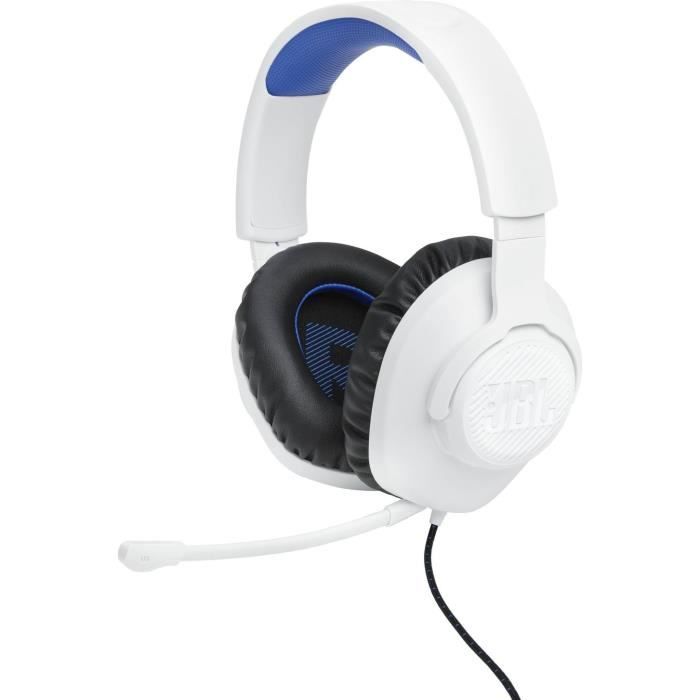 Casque-Micro Gaming - JBL - Quantum 100 Playstation - Filaire - Multiplateforme - Blanc / Bleu