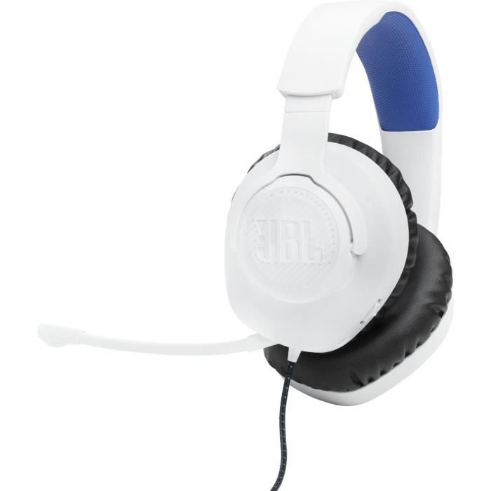 Casque-Micro Gaming - JBL - Quantum 100 Playstation - Filaire - Multiplateforme - Blanc / Bleu